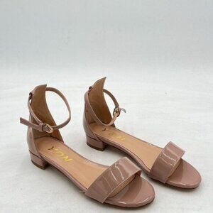 YDN Womens Chic Block Low Heel Sandals Open Toe Ankle Strap Patent Comfortable